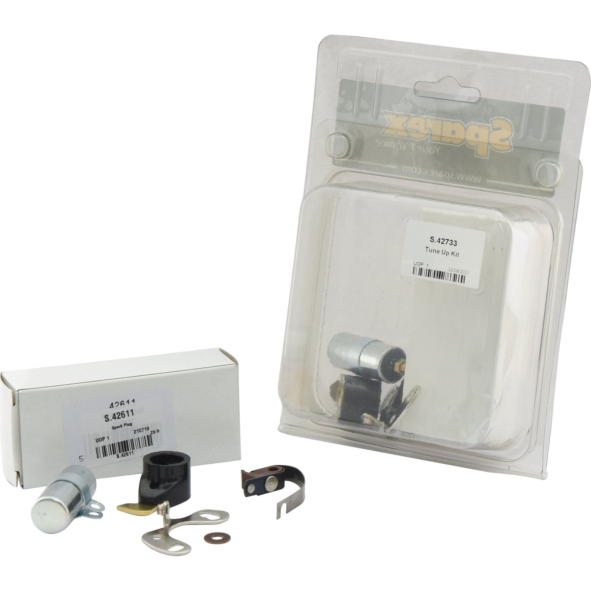 Ignition Kit - S.42733 in original Sparex packaging, includes a capacitor, contact set, and other small components. For related products, check out the Agripak range.