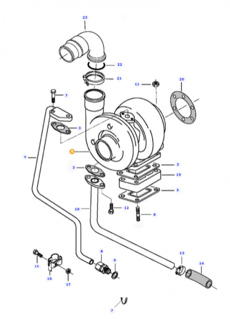 Turbocharger - V836866583 - Massey Tractor Parts
