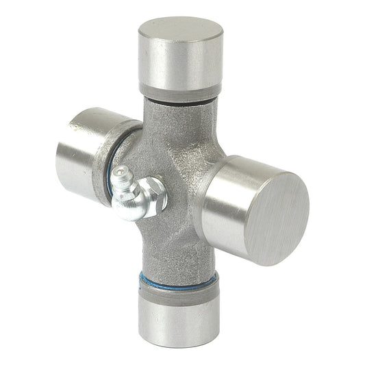 The Sparex Weasler Universal Joint - 27 x 75 & 24 x 91mm (Standard Duty) | Part No.S.51152 features four cylindrical ends and a central grease fitting to ensure smooth operation.