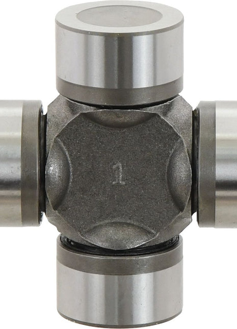 Close-up of the Sparex Universal Joint - 32 x 76mm (Standard Duty) with four cylindrical bearings arranged in a cross shape, ideal for the robust AW35/W2400 series (Sparex Part No. S.6450).