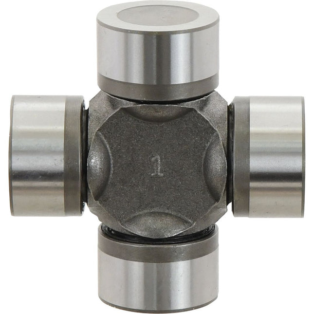 Close-up of the Sparex Universal Joint - 32 x 76mm (Standard Duty) with four cylindrical bearings arranged in a cross shape, ideal for the robust AW35/W2400 series (Sparex Part No. S.6450).