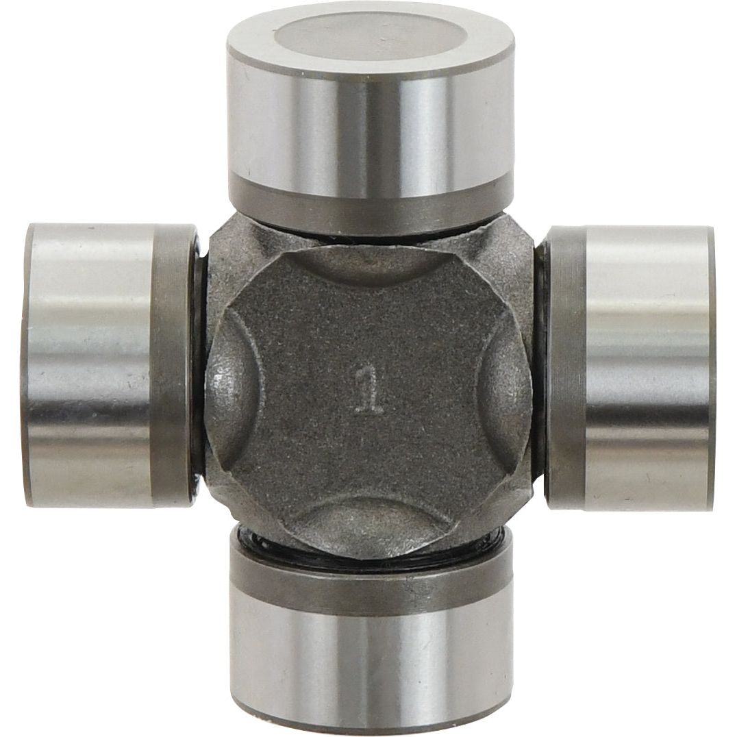 Close-up of the Sparex Universal Joint - 32 x 76mm (Standard Duty) with four cylindrical bearings arranged in a cross shape, ideal for the robust AW35/W2400 series (Sparex Part No. S.6450).