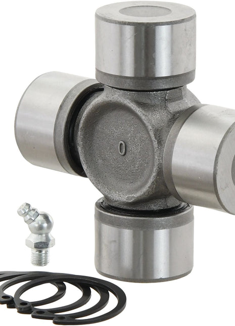 A Sparex Universal Joint - 41 x 108mm (Standard Duty) (Sparex Part No.S.51983) with bearings, featuring an AB9/A9 grease fitting and a set of retaining clips.