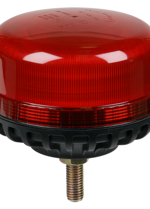 The Sealey Warning Beacon SMD LED 12/24V with a 12mm bolt fixing, model WB951LEDR, features high power LEDs compliant with ECE R65 regulations. It has a black base and a metal mounting screw at the bottom and comes in red.