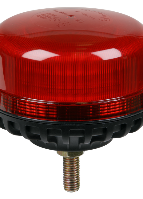 The Sealey Warning Beacon SMD LED 12/24V with a 12mm bolt fixing, model WB951LEDR, features high power LEDs compliant with ECE R65 regulations. It has a black base and a metal mounting screw at the bottom and comes in red.