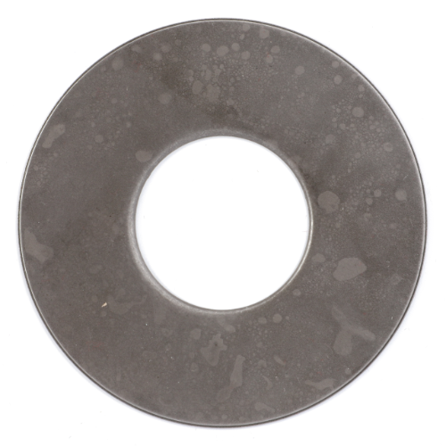 A silver circular metal washer with a central hole, labeled as Massey Ferguson - Washer - 1664589M1 by AGCO, often used in Massey Ferguson 100 Series tractor parts, against a plain white background.