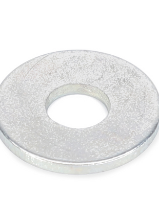 A flat, silver metallic washer with a central hole measuring 6mm, typically used in hardware or mechanical assemblies, known as the Massey Ferguson Washer Flat M6 (391038X1) from the brand AGCO.