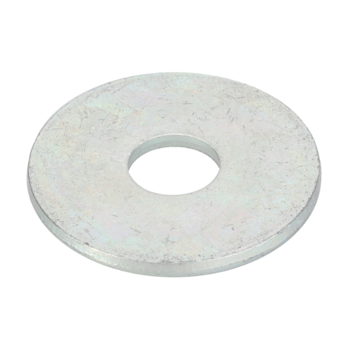 The AGCO Massey Ferguson - Washer Flat M8 (3010467X1), a flat, circular metal washer with a central hole, is commonly used in Massey Ferguson 3000 Series tractor parts when viewed from above.