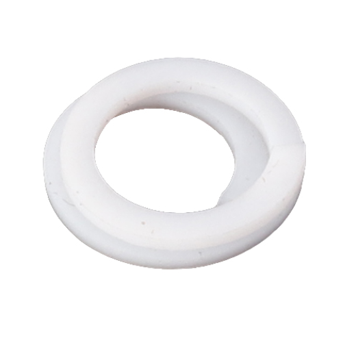 The AGCO Massey Ferguson Washer Stand Pipe, product number 361160X1, is a white plastic ring with a smooth surface and a small gap, specifically designed as part of the 100 Series tractor parts compatible with Massey Ferguson.