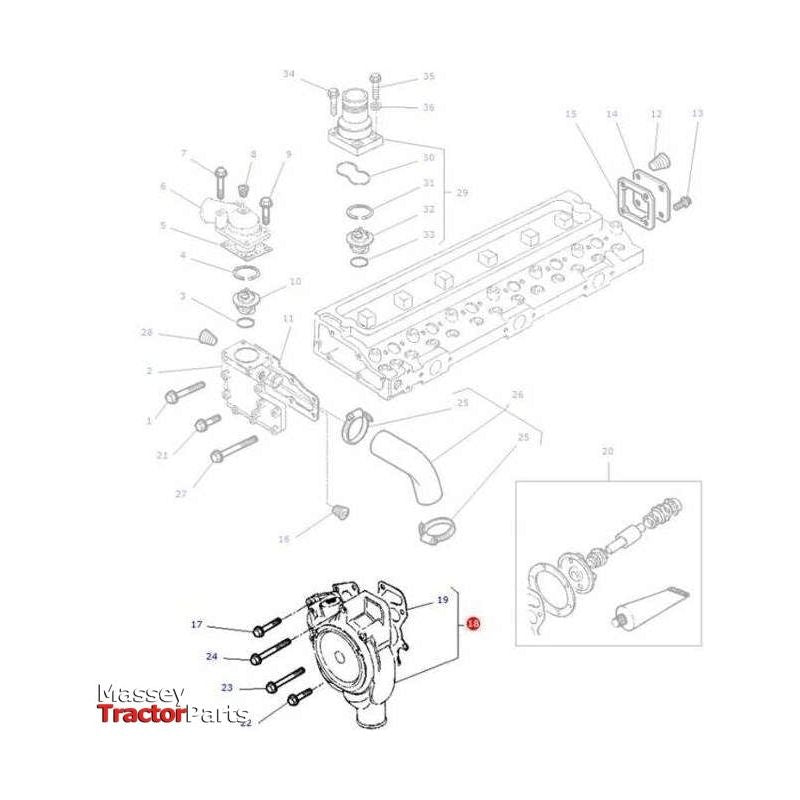 Massey Ferguson Water Pump - 4225392M91 | OEM | Massey Ferguson parts | Water Pump Assemblies-Massey Ferguson-Cooling Parts,Engine & Filters,Farming Parts,Tractor Parts,Water Pump Assemblies,Water Pumps & Repair Kits