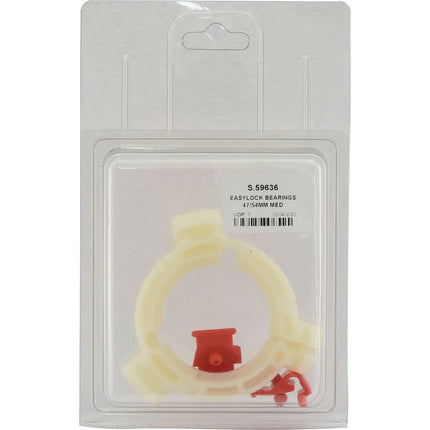 A plastic package containing a circular white Easylock bearing and red components. The label identifies the product as "Sparex EASYLOCK BEARINGS 47/54MM MED" with a barcode and product number S.59636.