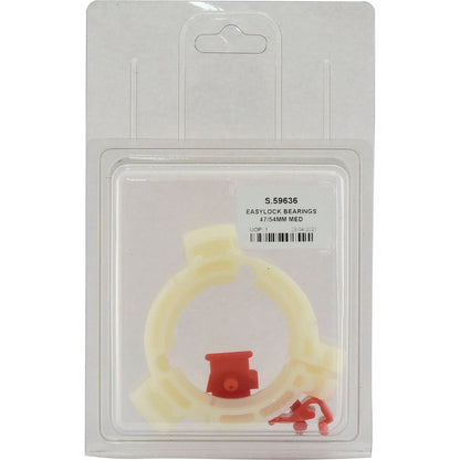 A plastic package containing a circular white Easylock bearing and red components. The label identifies the product as "Sparex EASYLOCK BEARINGS 47/54MM MED" with a barcode and product number S.59636.