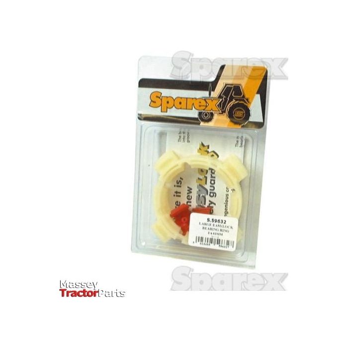 A plastic-packaged Sparex product with Massey Tractor Parts branding, showcasing a white and red gear-like component labeled "Syguard," is also compatible with Easylock Bearings 2x63mm Large | Sparex Part No. S.59632.