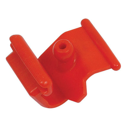 Close-up of a PTO GREASE NIPPLE LOCK (Sparex Part No. S.56509) from Sparex, featuring a secure nipple lock in red plastic construction.