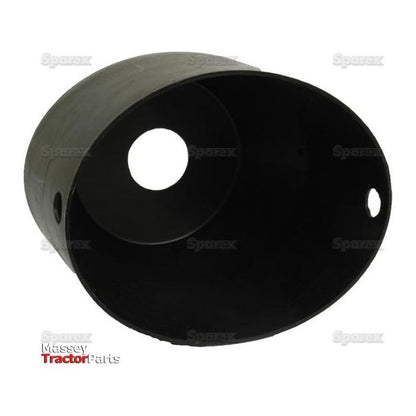The Sparex PTO Shield (Oval), measuring 210mm x 294mm, is a circular black rubber boot designed for Massey tractors. It features a central hole and two small side holes, making it ideal as a Black PTO shield or compatible with Weasler components. This product can be identified with Sparex Part No. S.14434 and is viewed from an angle.