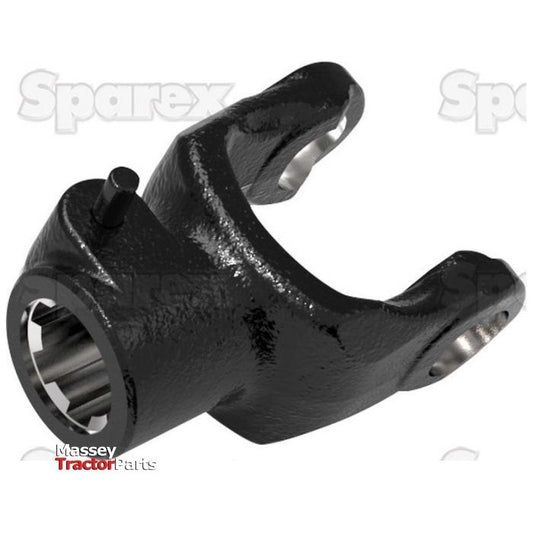 A black, metal PTO Yoke - Quick Release (U/J Size: 22 x 54.8mm) from Sparex is displayed against a plain white background with the "Sparex" and "Massey Tractor Parts" logos visible. The robust design is suitable for 1 3/8''-6 Spline applications, identified as Sparex Part No.S.115311.