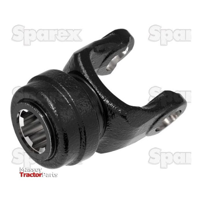 Close-up image of a black, metal PTO Yoke - Quick Release With Auto Lock (U/J Size: 30.2 x 92mm) with a cylindrical central section and two prongs, against a white background featuring the Sparex logo. The Massey Tractor Parts logo is in the lower left corner. This component, identified by Sparex Part No.S.53517 and sized at 1 3/4''-6 Spline, is part of the PTO Series designed for AW22/W220 tractors.