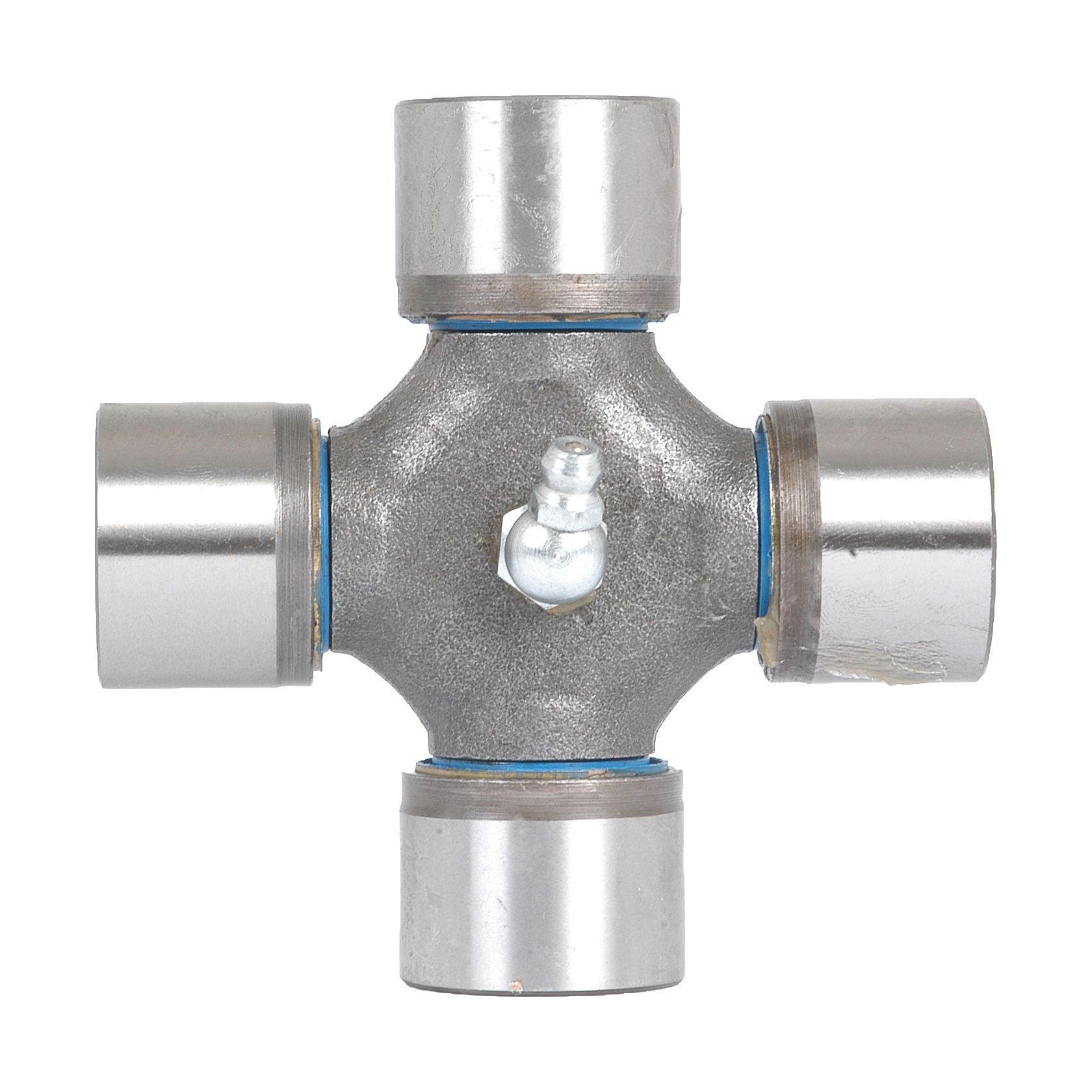 A Weasler Universal Joint - 30.2 x 92mm (Standard Duty) from Sparex (Part No.S.72449), featuring four cylindrical ends and a central grease fitting.