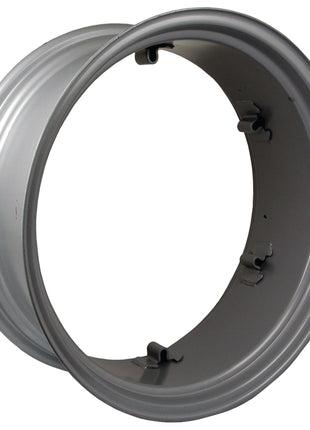 A large, 11 x 28'' round metal wheel rim with a grey finish and four interior mounting clips, compatible with Sparex products, identified as Wheel Rim S.42555.