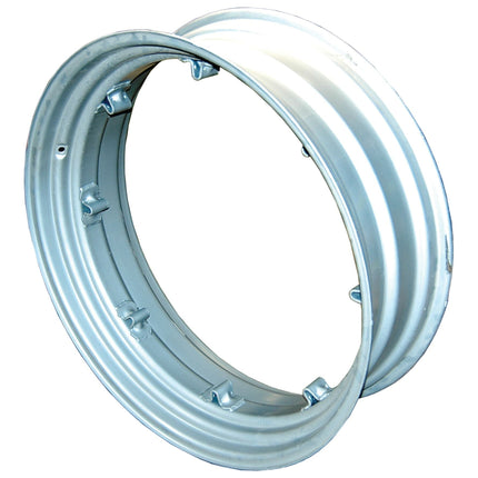 The Sparex Wheel Rim, model S.66933, sized at 12 x 38 inches, is shown against a white background. It features a silver metallic finish, circular design, and multiple mounting points, designed for compatible 2WD tyre fitment.