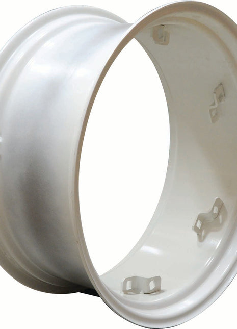 The Sparex Wheel Rim (S.60114) is a white metal rim measuring 13 x 28", featuring a hollow circular shape with four mounting points, and designed to accommodate various tyre sizes.