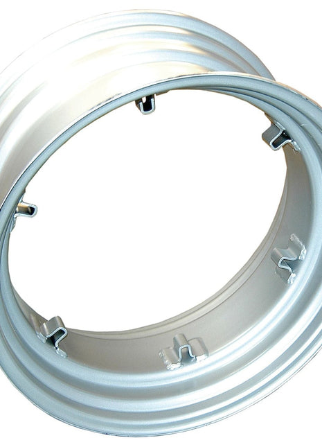A silver, circular metal wheel rim with a ribbed design and several attachment points around the inner edge, ideal for 14 x 30 Wheel Rim Size, by Sparex (S.67292).