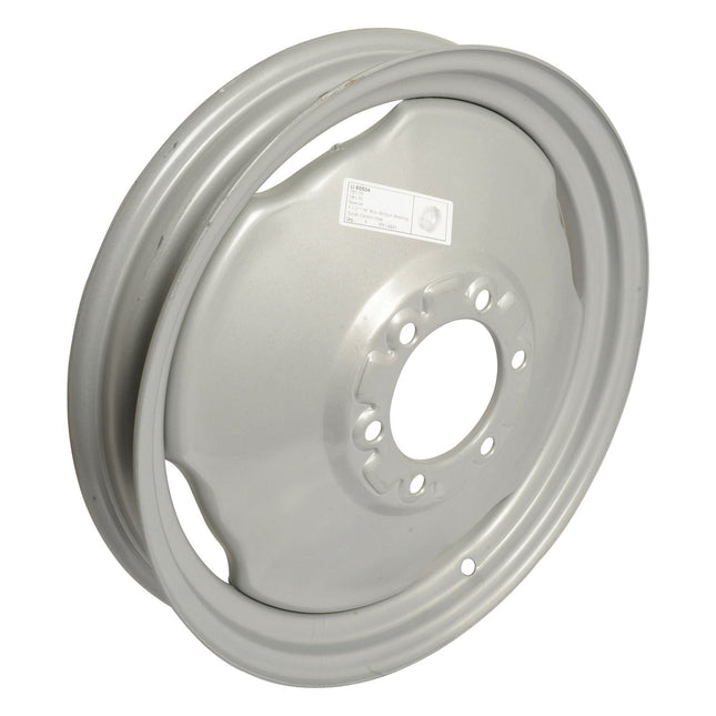 A meticulously designed silver steel Wheel Rim from Sparex, with a size of 3 x 19'' and several bolt holes, ensuring compatibility across various tyre sizes for seamless vehicle mounting.
