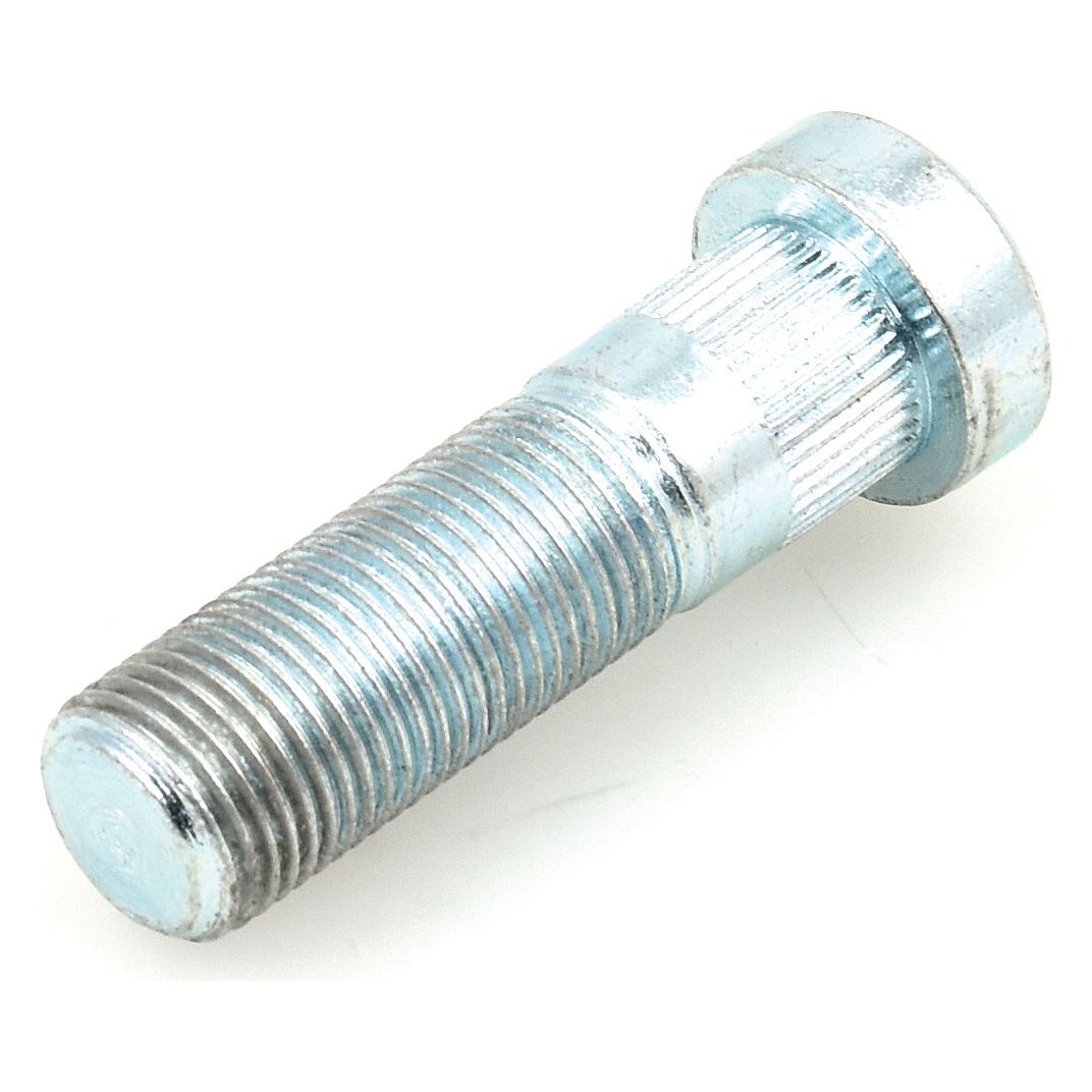 Close-up of the Sparex Wheel Stud 11/16'' x 2 3/8'' (UNF) with a threaded body and a knurled section near the head. The stud, listed under Sparex Part No. S.41312, has an imperial silver finish and a circular head, making it ideal for Massey Ferguson applications.
