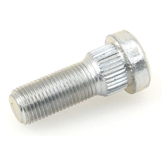 Close-up of a metallic bolt with a hexagonal head and ribbed shaft, commonly used for securing components in mechanical assemblies. The Sparex Wheel Stud 1/2'' x 1 1/2'' (UNF) Grip Ø: 5/8'', compatible with Massey Ferguson, is perfect as a wheel stud replacement. Sparex Part No.S.4232.