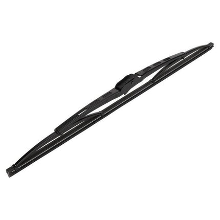 The AGCO Massey Ferguson Wiper Blade - 3406992M91 is a black windshield wiper blade with a curved design and multiple metal support arms, engineered to fit the 9200 Series.