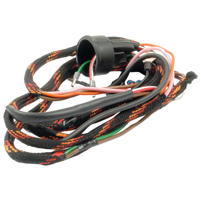 A Wiring Harness by Sparex (Part No. S.41633) featuring multiple colored wires and a black protective sleeve, specifically designed for the Massey Ferguson 35 tractor with a Perkins A3.152 engine.