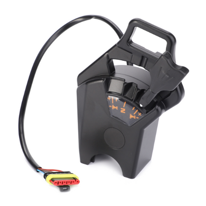 The AGCO Massey Ferguson Wobble Drive (part number 3789724M93) is a black electronic device with a cable and a multi-pin connector, featuring a panel with orange markings and an adjustment dial, specifically designed for Massey Ferguson 5600 Series tractor parts.