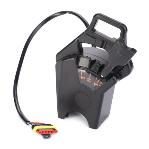 The AGCO Massey Ferguson Wobble Drive (part number 3789724M93) is a black electronic device with a cable and a multi-pin connector, featuring a panel with orange markings and an adjustment dial, specifically designed for Massey Ferguson 5600 Series tractor parts.