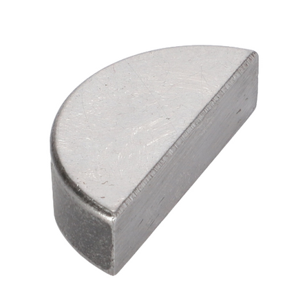 A silver metal semi-circular block with a flat base and smooth edges, perfect for 100 Series tractor parts, is the Massey Ferguson Woodruff Key - 350355X1 by AGCO.
