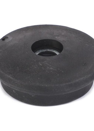 The Massey Ferguson - Locking Cover - AL5215131 by AGCO is a round, black rubber washer with a central metal-lined hole, used as a plumbing or mechanical seal. It's also ideal for ordering as farming parts due to its versatile fitment.