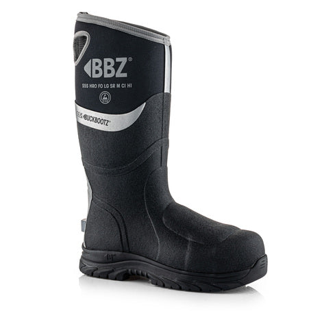 Buckbootz BBZ9000BK Safety Wellington – Black, Metatarsal S5 Rated