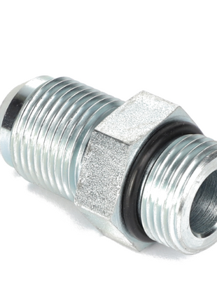 The AGCO | ADAPTER - AG331745, a product from AGCO, is a metal hydraulic adapter fitting that features threaded ends and a durable O-ring seal.