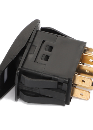 AGCO's SWITCH - AL5103041 is a black rocker switch featuring multiple brass terminals, showcased on a white background. No additional product description information is currently available.