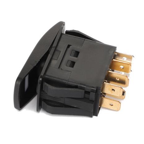 AGCO's SWITCH - AL5103041 is a black rocker switch featuring multiple brass terminals, showcased on a white background. No additional product description information is currently available.