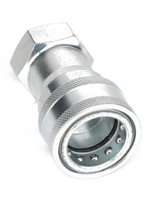 An image of the AGCO QUICK DISCONNECT COUPLING - CH5R-6304, featuring a metallic hydraulic quick connect coupler with a hexagonal fitting and knurled grip. No current product description information available.