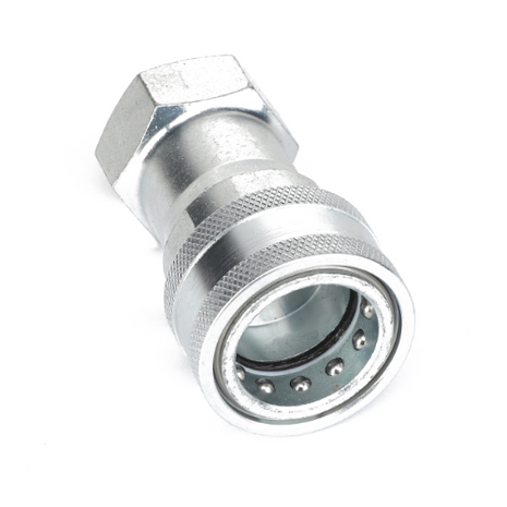 An image of the AGCO QUICK DISCONNECT COUPLING - CH5R-6304, featuring a metallic hydraulic quick connect coupler with a hexagonal fitting and knurled grip. No current product description information available.