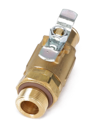 The AGCO Oil Drain Valve - Acw1762570, a brass valve with a lever handle designed to control fluid flow in plumbing systems, is displayed against a white background.