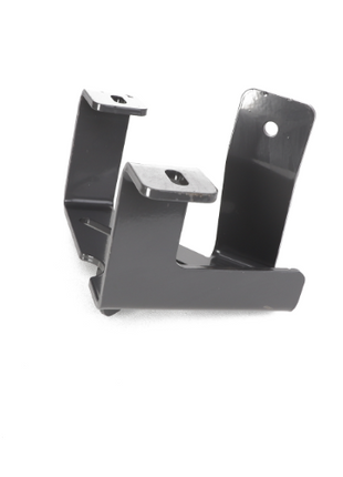 The AGCO | Stop Support - Acx2765590 is a metal bracket with a dark finish, featuring two mounting slots and a hole for attachment.