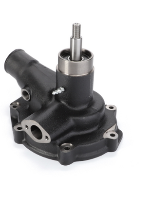 The AGCO Water Pump - V836336049, featuring a cylindrical shaft and multiple mounting holes, is displayed against a white background. No current product description available.