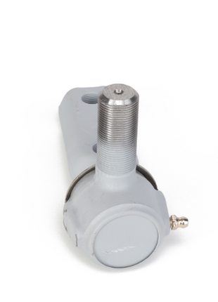 The AGCO | END - 8025363 metal automotive suspension component, featuring a threaded shaft and grease fitting, is displayed against a white background. For any questions prior to ordering, please contact our support team.