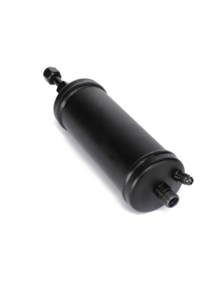 A cylindrical black AGCO air conditioning receiver drier (Model: 0.010.2261.0) with a nozzle on each end, set against a white background. For more details, refer to the product description or contact our support team.
