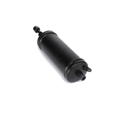 A cylindrical black AGCO air conditioning receiver drier (Model: 0.010.2261.0) with a nozzle on each end, set against a white background. For more details, refer to the product description or contact our support team.
