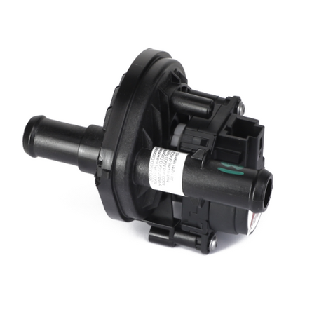 AGCO's Water Valve (Acp0656330) is a black cylindrical mechanical part featuring connectors, ridges, and a label with text.