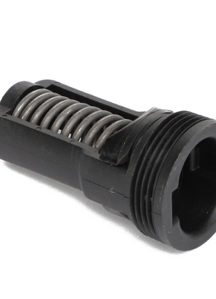 Product Description: The AGCO | CHECK VALVE - AG122065 is a sleek black cylindrical mechanical part featuring a visible spring component and threading on one end.