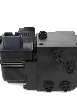 This image shows an AGCO Hydraulic Motor - Acw1088600 in black, featuring several hexagonal fittings and an electrical connector. Currently, no additional product description information is available.